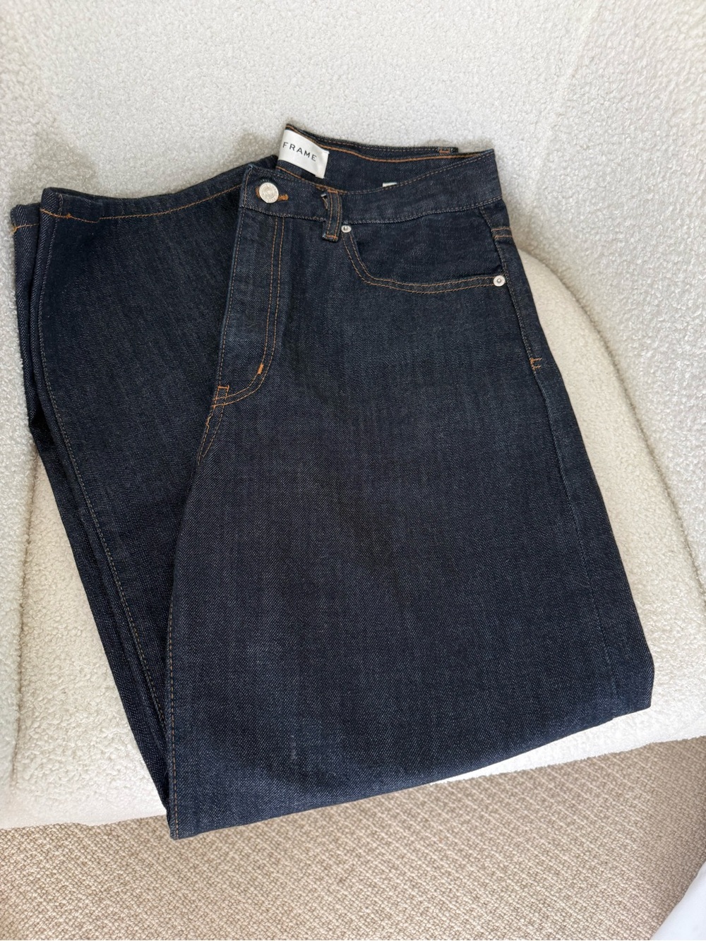 Frame Denim Dark Indigo Straight Leg Jeans